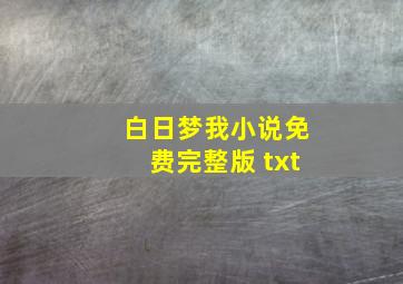 白日梦我小说免费完整版 txt